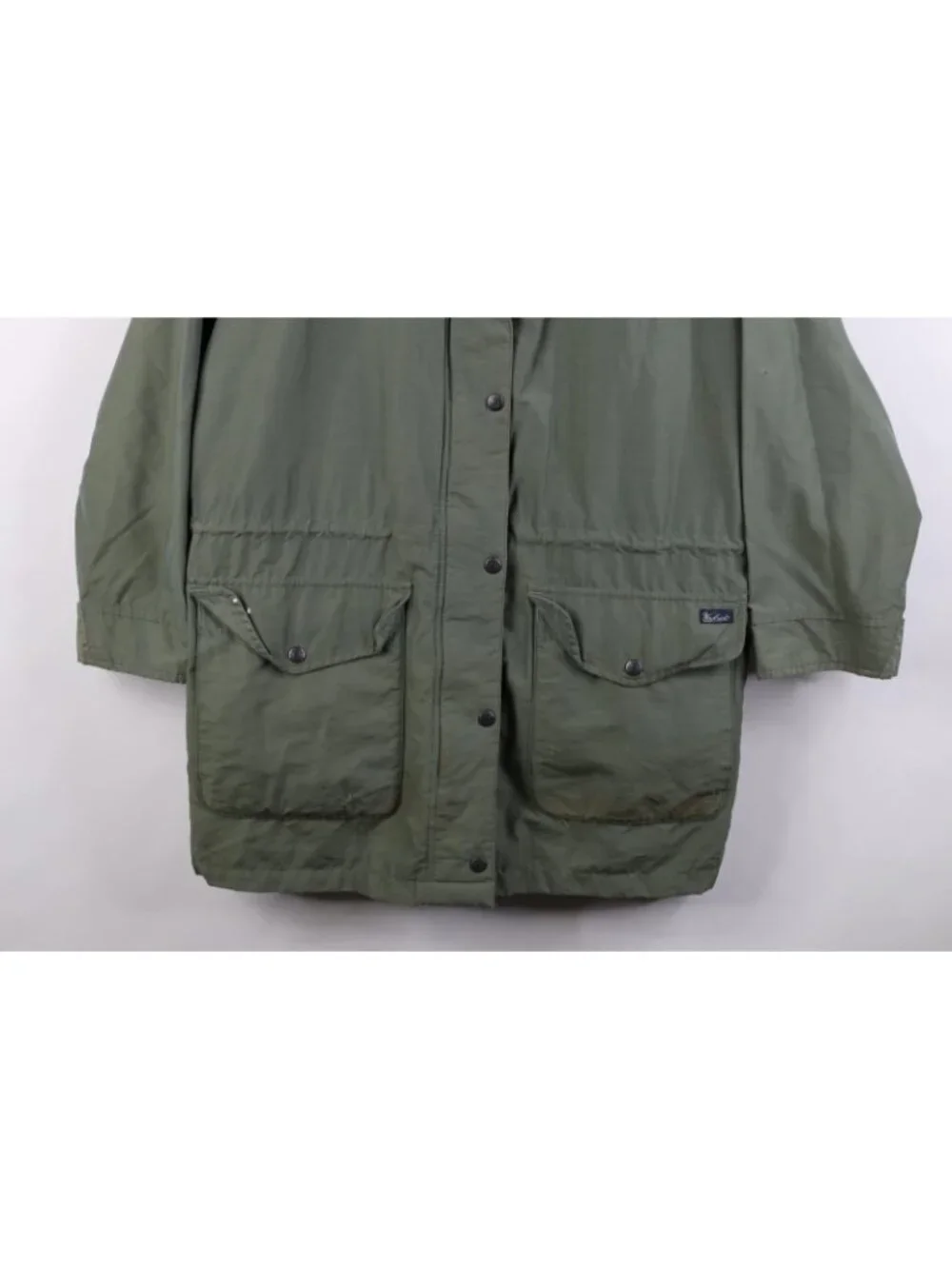 Vintage 90s Woolrich Mens Small Distressed Wool Lined Hooded Parka Jacket Rain - Picture 3 of 16